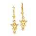 14K 3-D Mini Guardian Angel Leverback Earrings title=
