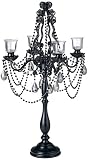 Black and Smoke Crystal Beaded Candelabra