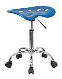 Vibrant Bright Blue Tractor Seat and Chrome Stool [LF-214A-BRIGHTBLUE-GG]