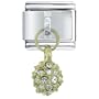 Golden Italian Charm Bracelet April Diamond Color Ball Dangle
