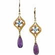14K Yellow Gold Indian-Inspired Multicolor Gemstone Drop Earrings