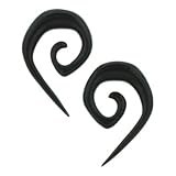 10g Pair of Black Water Buffalo Horn Spirals - BY1A