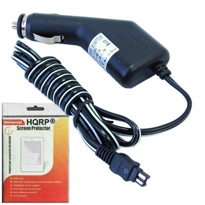 HQRP Car Charger Adapter Cigarette Lighter compatible with Sony HandyCam HDR-UX5 HDR-UX7 HDR-XR100 HDR-XR520V Camcorder plus HQRP LCD Screen Protector