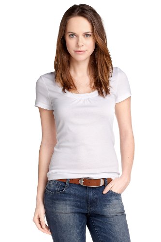 edc by ESPRIT Damen T-Shirt, 022CC1K012, Gr. 34 (XS), Wei&szlig; (drummers white 114) Preisvergleich