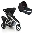 Phil Teds VIBE2DBKBAS Vibe 2 Buggy Double Stroller With Peanut Bassinet - Black
