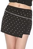 Perpetual Vogue Sexy Black Studded Mini Skirt Zipper Skirt