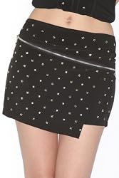 Perpetual Vogue Sexy Black Studded Mini Skirt Zipper Skirt