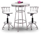 Chrome Bar Table & 2 Chrome Adjustable 24