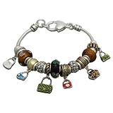 Purse Charms and Multi Beads Designer Style Fashion Bracelet