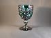 Green Carnival Luster Glass Raised Rose Wine Goblet