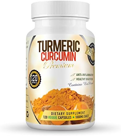 Turmeric Curcumin Premium with Bioperine® - 120 Vegetarian Capsules - 1000mg Daily Dose - Inflammation Supplement &amp; Antioxidant Supplement for Healthy Digestion and Reducing Joint Pain
