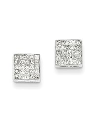14k White Gold Princess Diamond Screwback Earrings. Carat Wt- 0.522ct