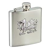 Welsh Dragon 6oz Stainless Steel Hip Flask