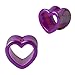Plugs Acrylic Glossy Purple Heart Tunnel, Gauges Plugs 2G-14mm (2 Pieces)