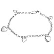 Tressa Sterling Silver Colorless Cubic Zirconia Heart Charm Rolo Chain Bracelet