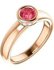 10K Rose Gold 5.00mm Round Cut Pink Spinel and Diamond Ring -- LIFETIME WARRANTY