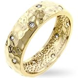Image of Hammered CZ Gold Bridal Wedding Ring