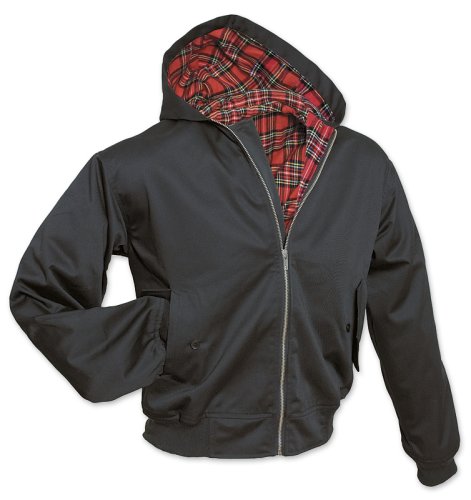 Surplus Hooded King George Jacke, Harrington Style Jacke mit Kapuze, schwarz Gr. S-XXL
