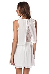 Polyester Round Neck Pleated Goddess Lace Skater Dress/Mini Dress 