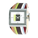 AK Anne Klein Women's Trend Square Case Grosgrain Strap Watch #109031SVBN