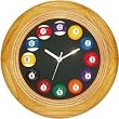 Circular Wood Billiards Quartz Clock - Billiards > Novelty Clocks