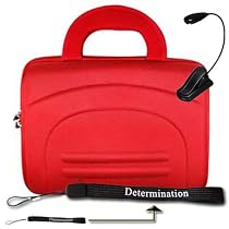 Amazon Kindle DX Red Cube Carrying Case Bag Pouch Cube + Reading Light + Determination Hand Strap