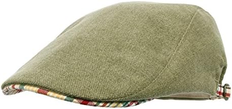 WITHMOONS LD3028 Solid Tweed Cotton Newsboy Hat Snap Flat Cap Irish Ivy Cabbie (Green)