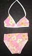 Girls 2 PC Swimsuit Tie Neck Pink/White/Yellow Floral