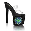 7 1/2 Inch High Platform Sexy Shoes Circle Light Up Shoes Dancer Stripper Shoes Black Green