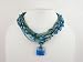 Jewelry : Turquoise Blue Multistrand Beaded Collar Necklace with Baked Glass Pendant