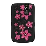 Premium Silicone Gel Skin Cover Case for BlackBerry Curve 8300 8310 8320 8330, with Black Diamond Flower Skin