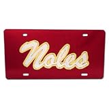 Florida State Seminoles (FSU) Garnet Mirror License Plate W/Silver Noles