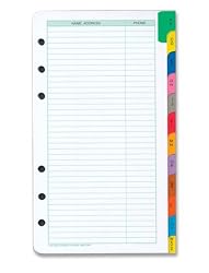 Day-Timer Address and Phone Refill, 6-Hole Punched, 12 Colored Tabs, 24 Extra Pages, 3.75 x 6.75 Inch Portable Size, Multi-Color (D14911B)