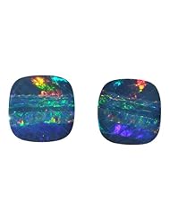 O&G Australia Natural Opal Doublet Gemstones, 10x10mm Square Shape Matched Pair (3.98cts)