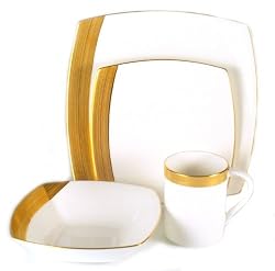 Mikasa Ridge Square Gold 4-Piece Place Setting, Service for 1