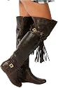 H90 Womens Over Knee Flat Brown Riding Boots Sizes 3-8