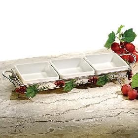 THREE SECTIONAL GRAPEVINE RELISH DISH - 3 SECTIONAL GRAPEVINE CENTERPIECE RELISH DISH -... by Jaf Gifts