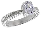 Sterling Silver 1.25 Carat Size Oval Cut Cubic Zirconia Bridal Ring