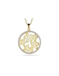 I. Reiss 14K Gold Floral Pendant, Surrounded by Diamonds.