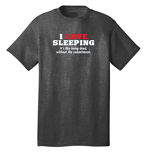 Anji’s Collection Men’s I Love Sleeping Funny T-Shirt Medium Grey
