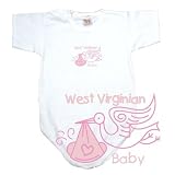 BABY BODYSUIT WHITE  PINK STORK WEST VIRGINIAN  WEST VIRGINIA 3 - 6 Months