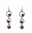 Earrings - E49 - Antique Gold 3 Hearts in Circles - Red