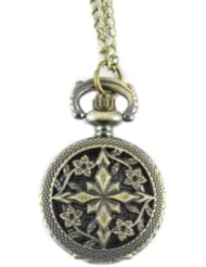 Youyoupifa Bronze Alloys Depiction Flower Patterns Quartz Pocket Watch(Unisex)