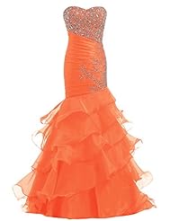 Sweetheart Organza/Polyester Mermaid Beaded Evening Dress/Prom Dress 