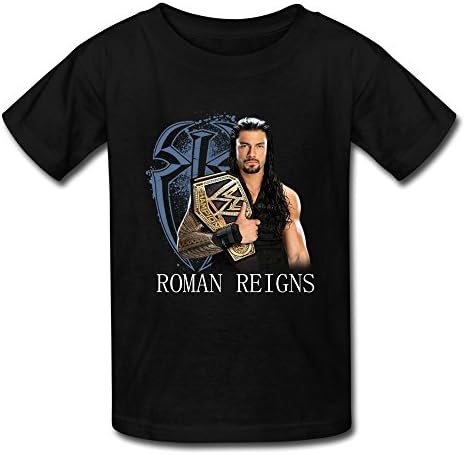 FANNG Kid's Roman Reigns 2016 Boxing Heavyweight Champion 100% Cotton Tee Shirt Black M