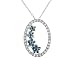 Blue & White Diamond 1/2 Carat (ctw) Flower Pendant in 14K White Gold