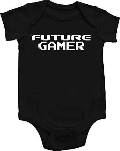 Future Gamer Awesome Funny Baby Bodysuit Creeper Black w/ White (12-18 months)
