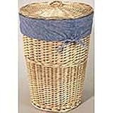 Wicker Hamper With Liner - Navy Gingham