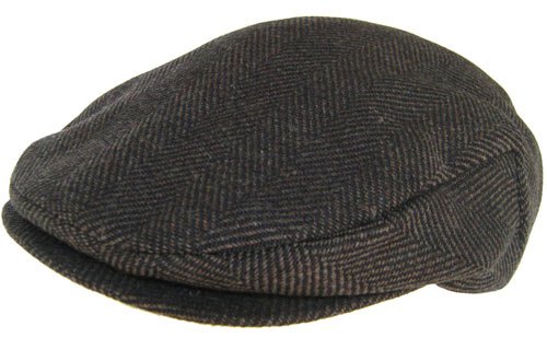 Scala Wool Tweed Ivy Scally Cap Chocolate Brown Herringbone Winter Fitted Flat Hat