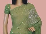 BOLLYWOOD COCKTAIL GREEN SAREE DESIGNER GEORGETTE SARI